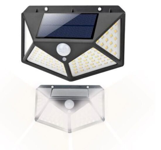 100 LED judesio jutiklio lauko šviesa IP65 atspari vandeniui, 1 vnt.